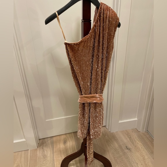 RETROFETE Gabrielle Sequined Wrap Dress in Bronze Size M -$675 - Picture 9 of 15